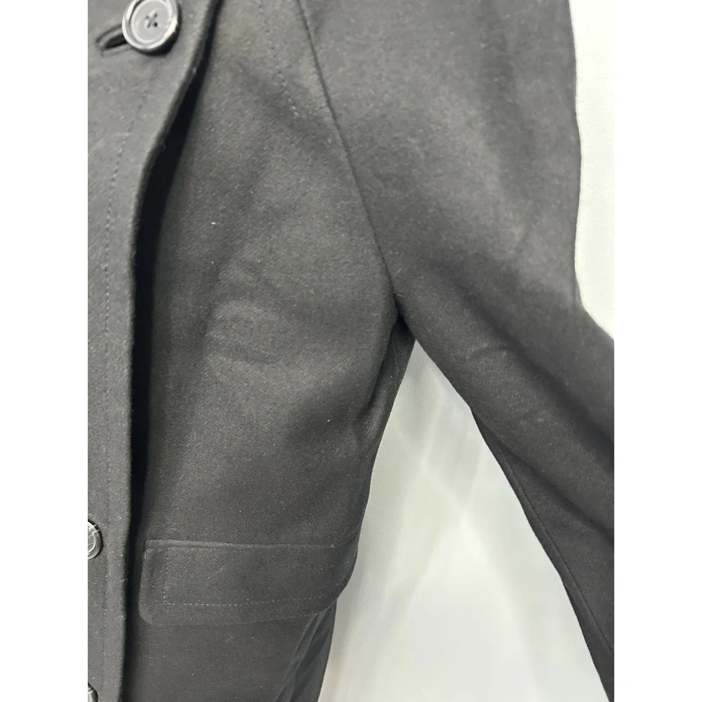 J.CREW Black Double-Breasted Long Coat Wool Cashmere Blend Collared Women 8 - Picture 4 of 7